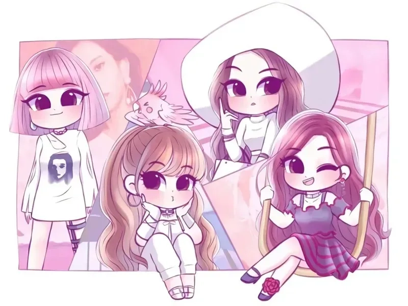 Siêu đáng yêu với cute chibi Blackpink chibi, chuẩn style K-pop.