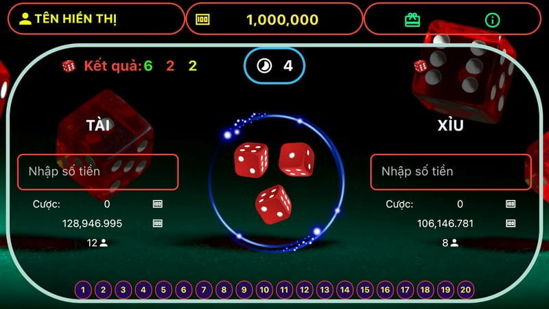 Giao diện bảo mật cao của game tài xỉu online uy tín