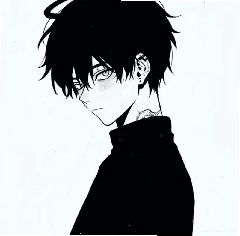 Ảnh anime boy lạnh lùng trắng đen