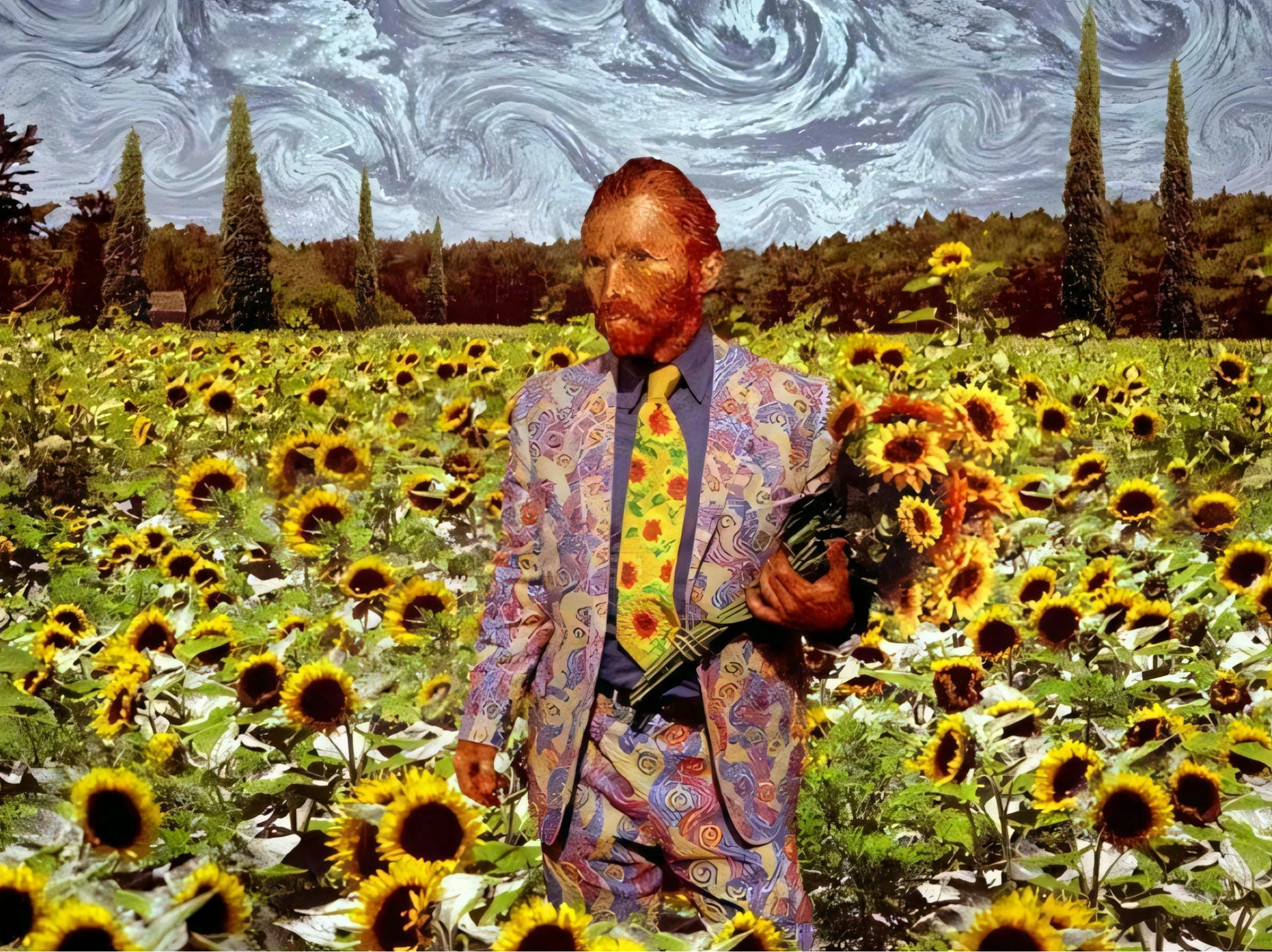 Ảnh hoa hướng dương trong phong cách Van Gogh, một lựa chọn đầy nghệ thuật