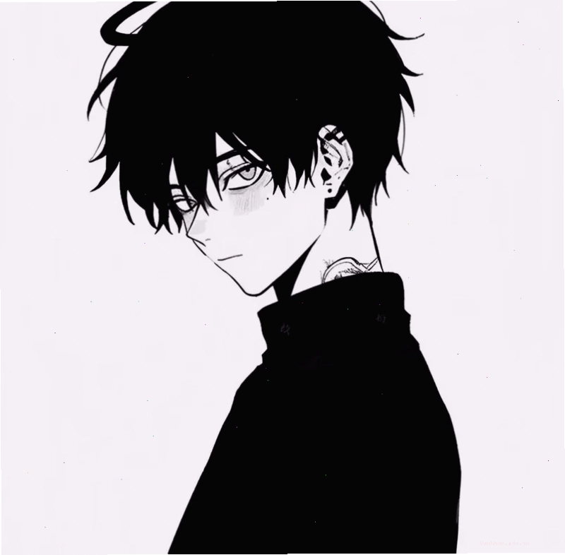 Ảnh trai anime nam lạnh lùng với phong cách đen trắng đầy cuốn hút