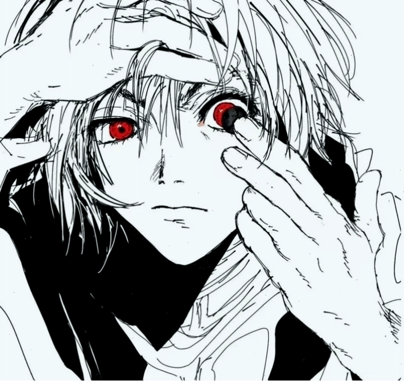 Anime boy với biểu cảm trầm tư