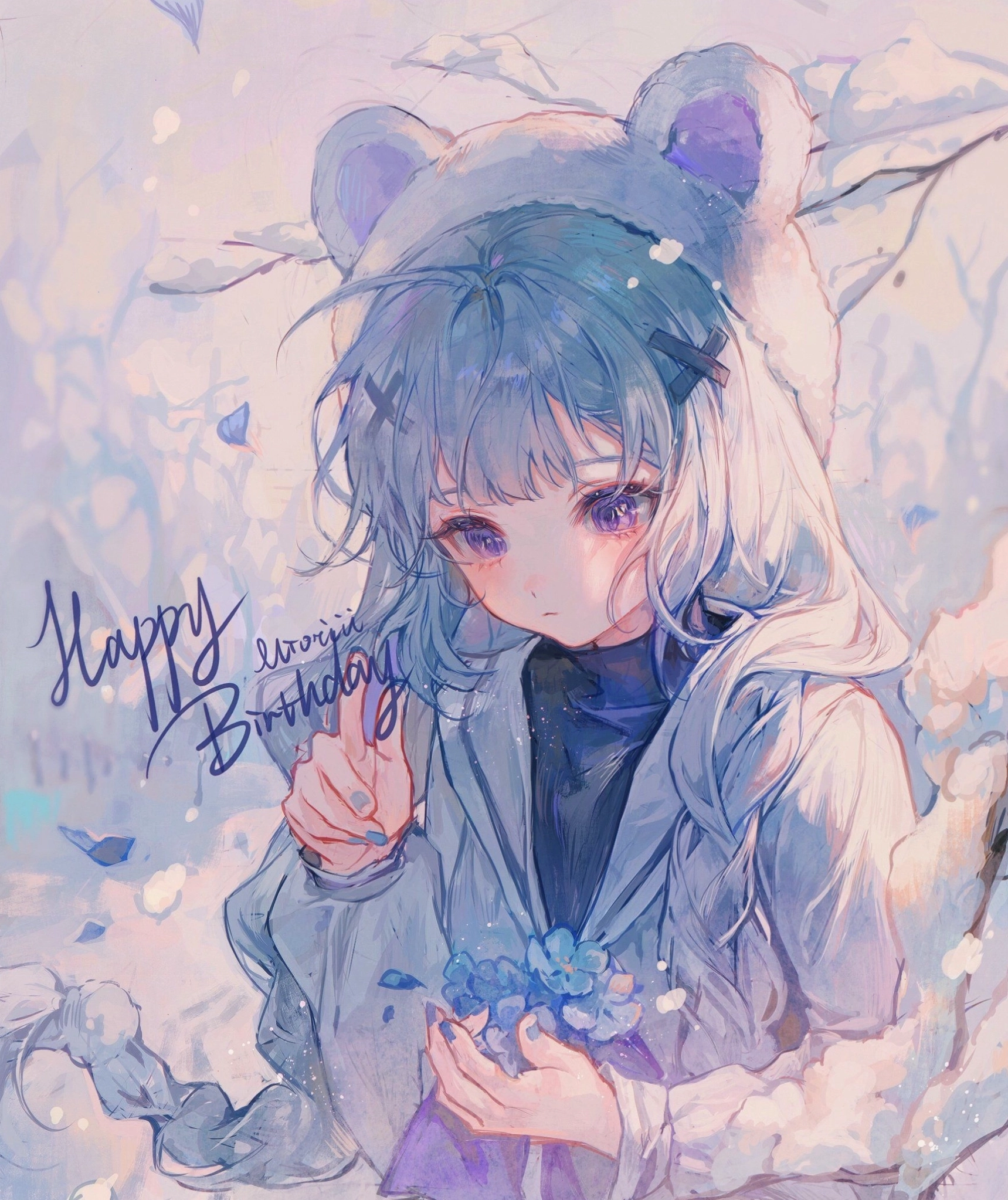 Avatar cô gái tóc xanh dương dễ thương trên Twitter