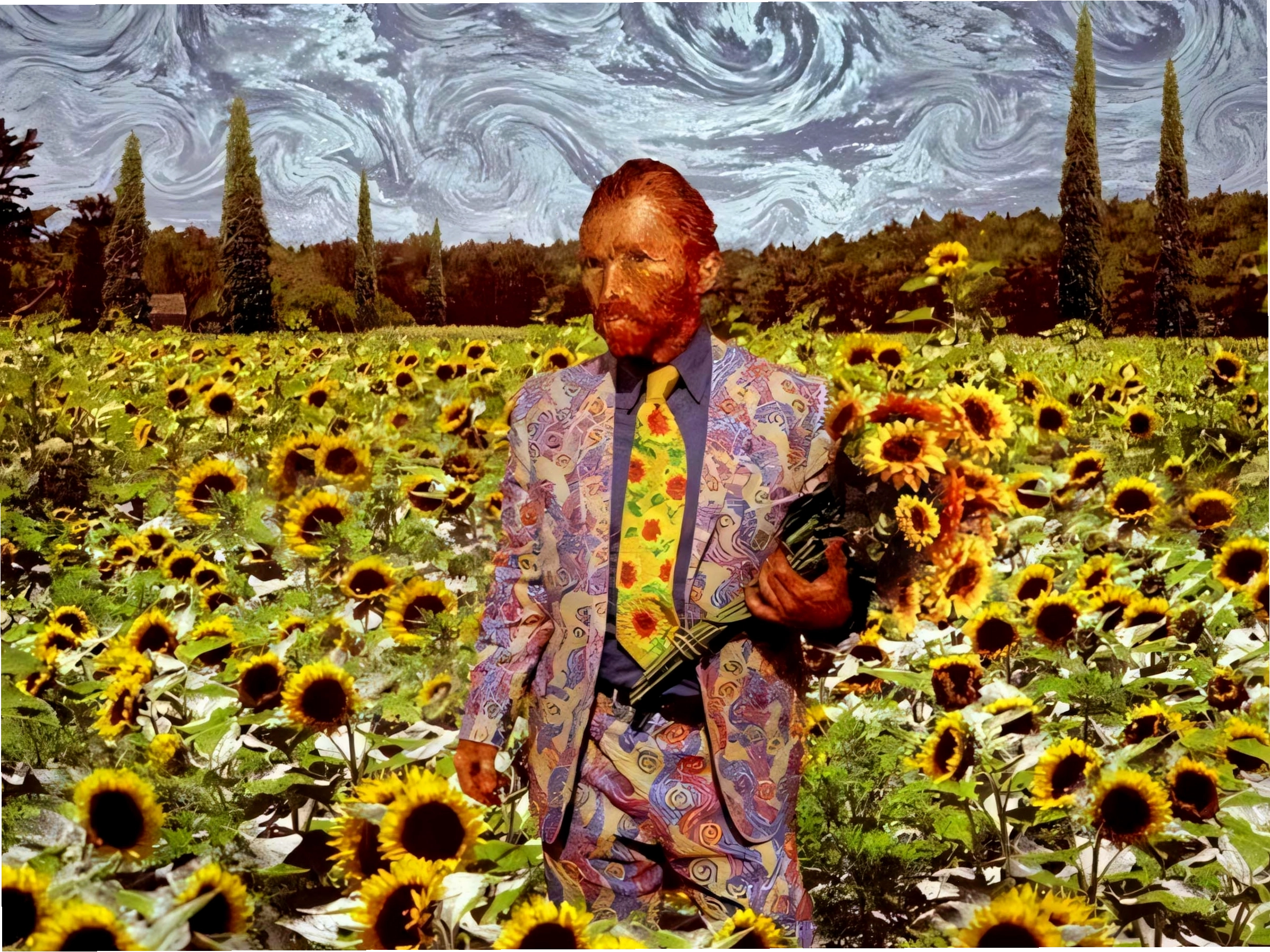 Avatar hoa hướng dương phong cách Van Gogh đầy nghệ thuật