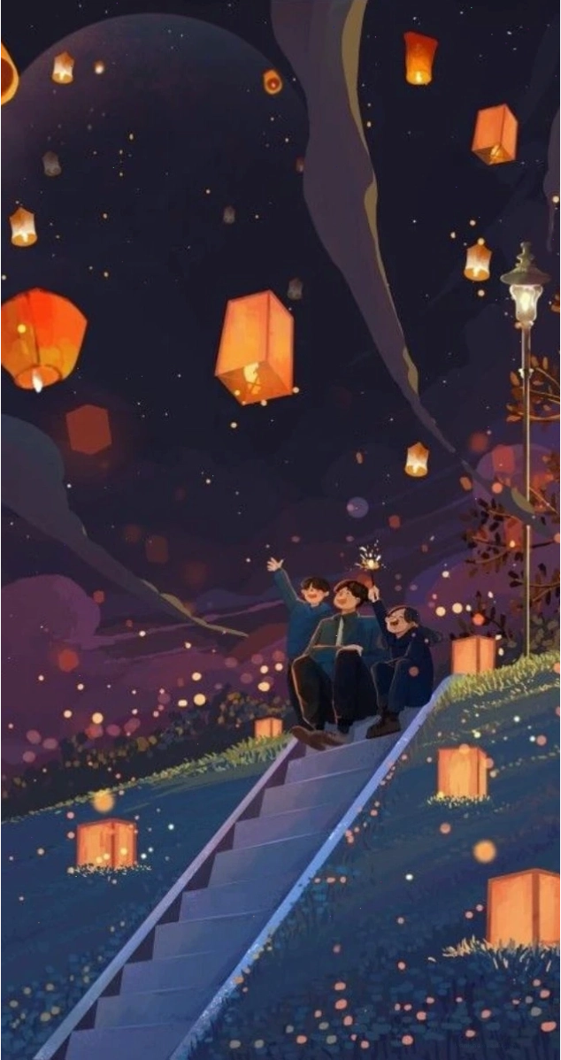 Avatar Tết anime với hình ảnh đèn lồng đỏ rực rỡ