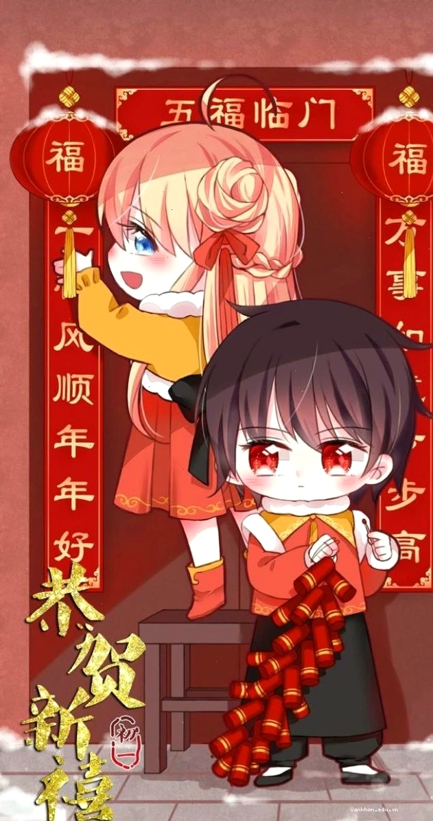 Background điện thoại chủ đề Tết anime