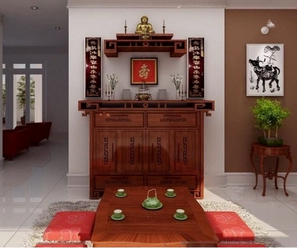 Bàn thờ gia tiên 2 cấp kiểu dáng truyền thống