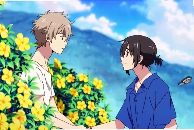 Cảnh hai nhân vật nam chia sẻ tâm sự trong anime