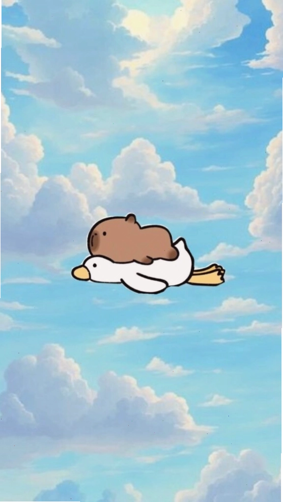 Capybara lướt mây trắng trên bầu trời