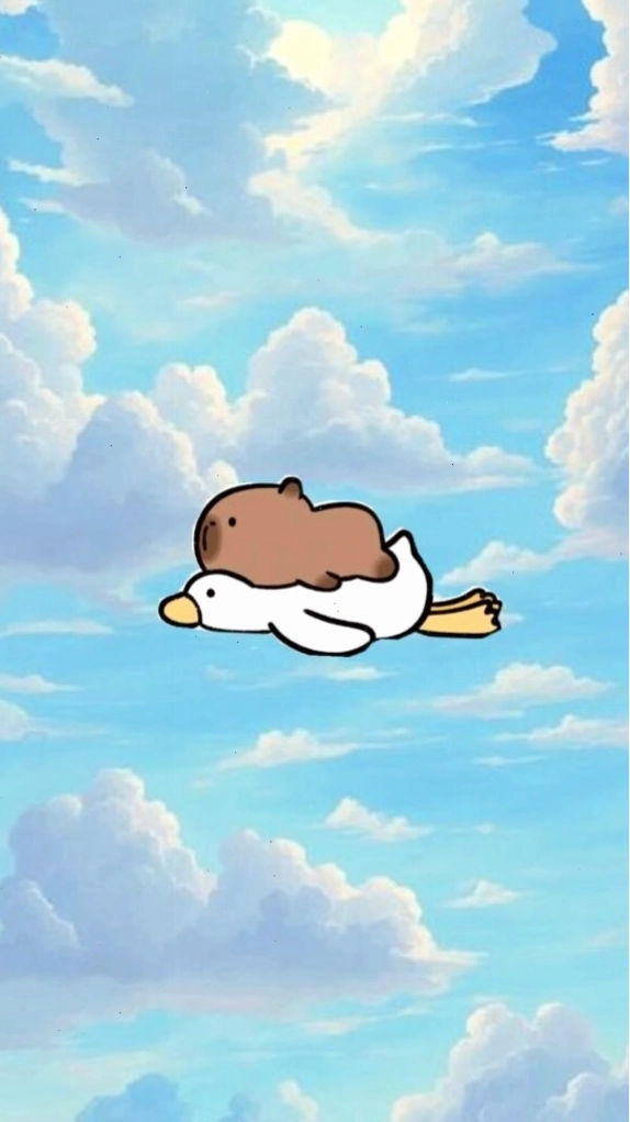 Capybara lướt mây trắng, vô tư giữa trời, hình ảnh mộng mơ