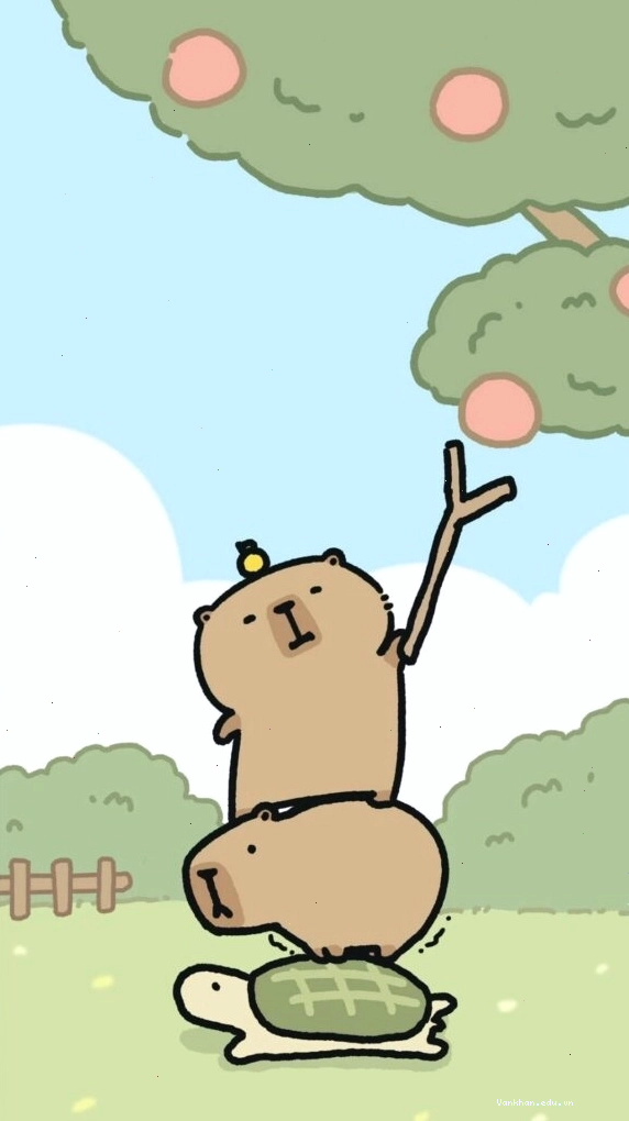Capybara và rùa cùng nhau hái quả