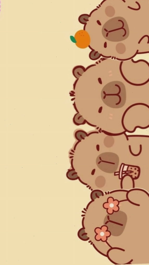 Capybara và vịt vàng trên nền xanh mát mắt
