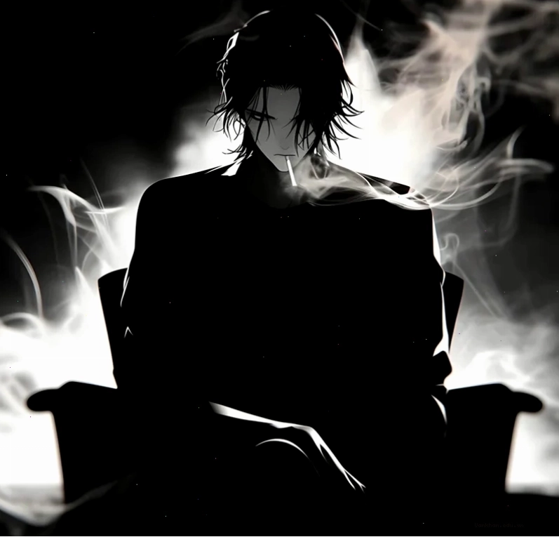 Chàng trai anime với mái tóc vuốt ngược, toát lên vẻ nam tính và phong trần