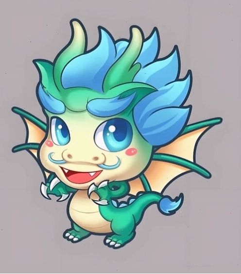 Chibi hình con rồng cute với đôi mắt to tròn