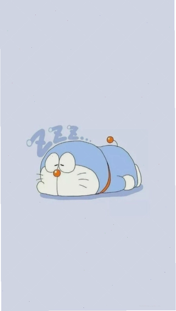 Chú mèo máy Doraemon đang ngủ gật đáng yêu