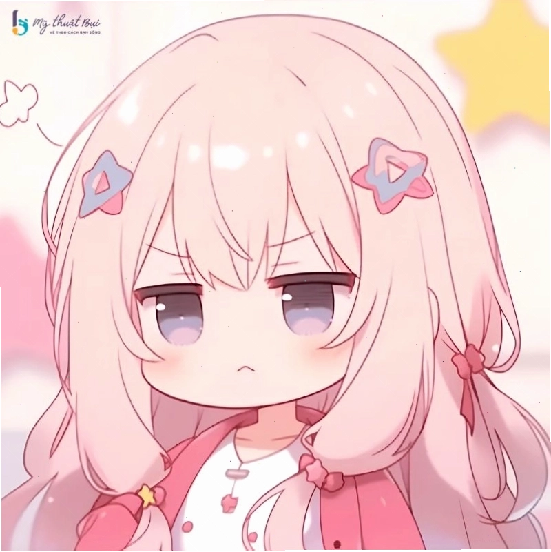 Cô gái anime chibi cute với biểu cảm ngạc nhiên