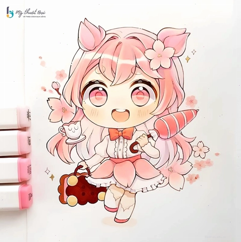 Hình ảnh chibi nữ với biểu cảm dễ thương
