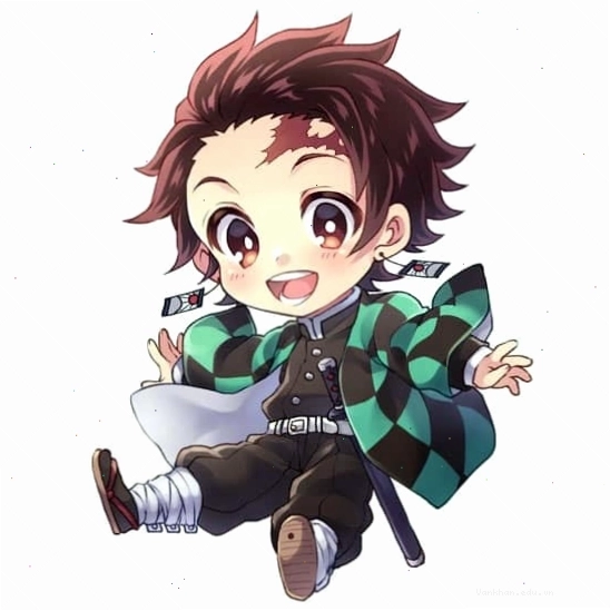 Hình Anime Tanjiro chibi cute nhất với nụ cười tỏa nắng