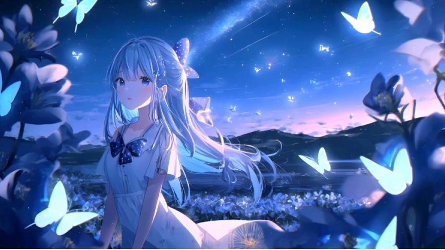 Hình nền anime máy tính với nhân vật chibi dễ thương