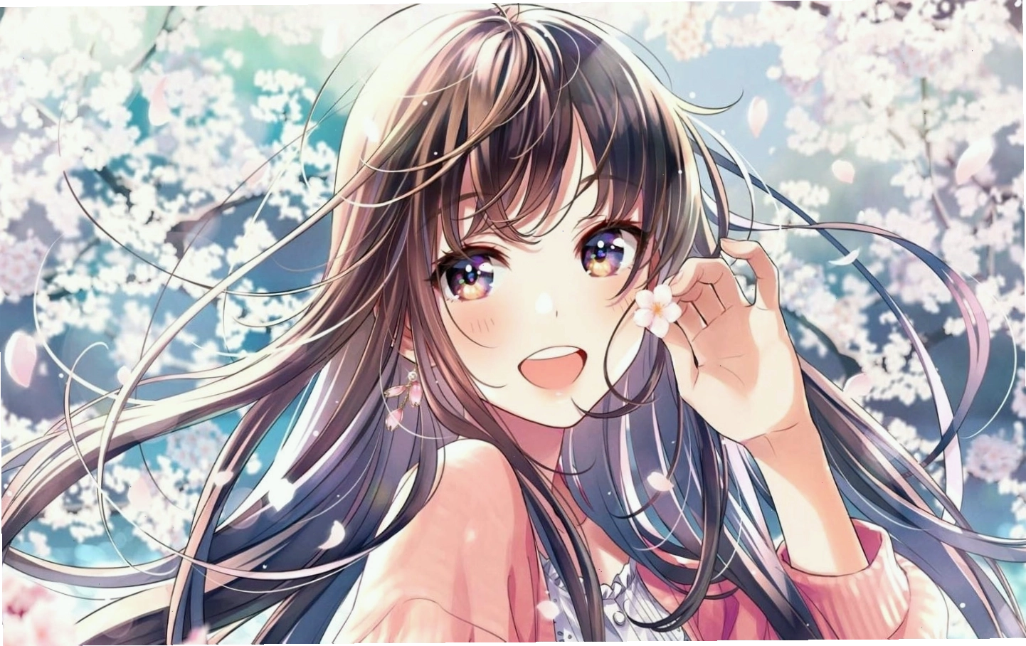 Hình nền anime nhân vật nữ cute với nụ cười rạng rỡ