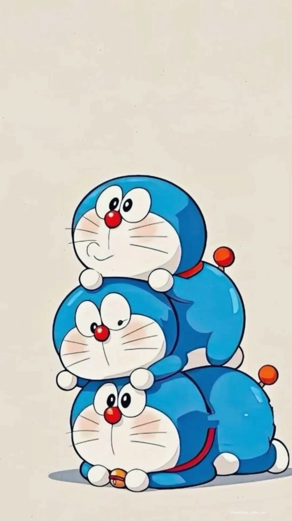 Hình nền Doraemon với ba tư thế đáng yêu chồng lên nhau