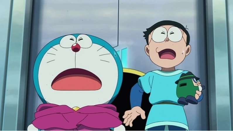 Hình nền Doremon và Nobita chiến đấu bảo vệ bạn bè