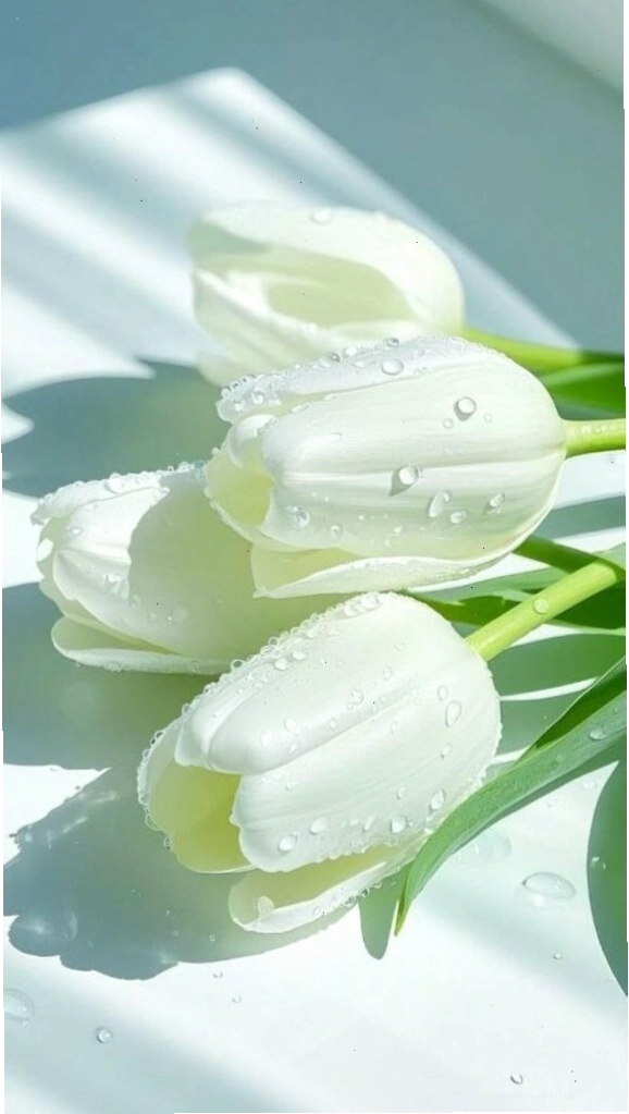Hình nền hoa tulip với sương sớm