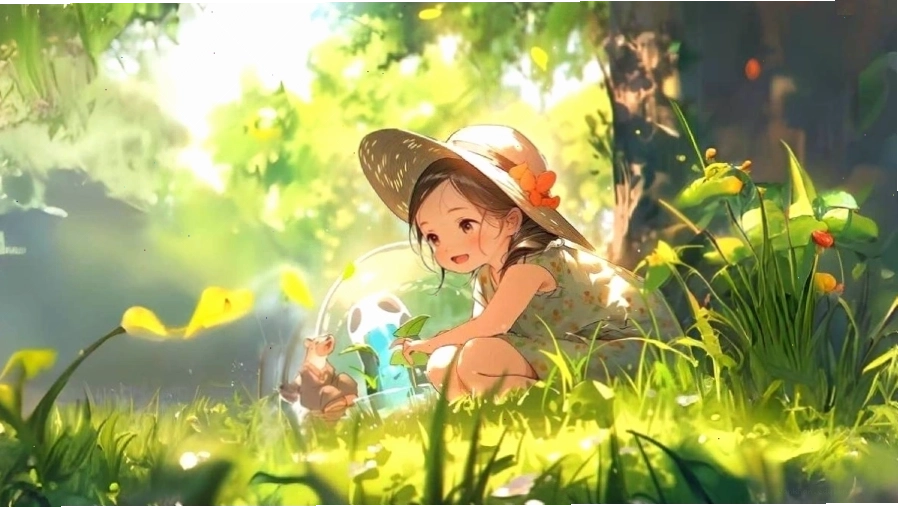 Hình nền máy tính anime với nhân vật chibi dễ thương