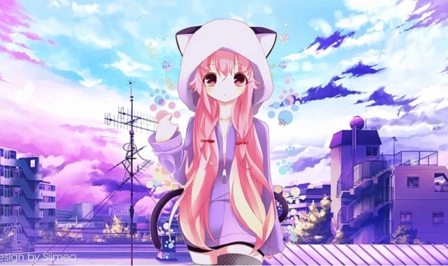 Hình nền máy tính anime với nhân vật giả tưởng