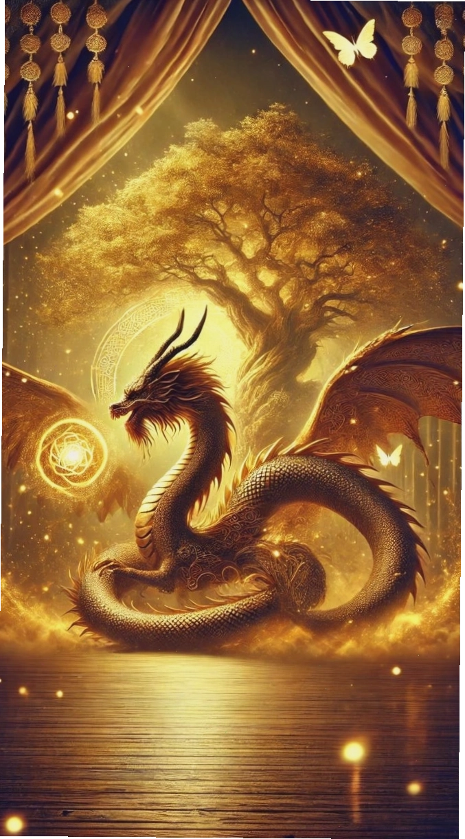 Hình nền rồng vàng châu Á uy nghi