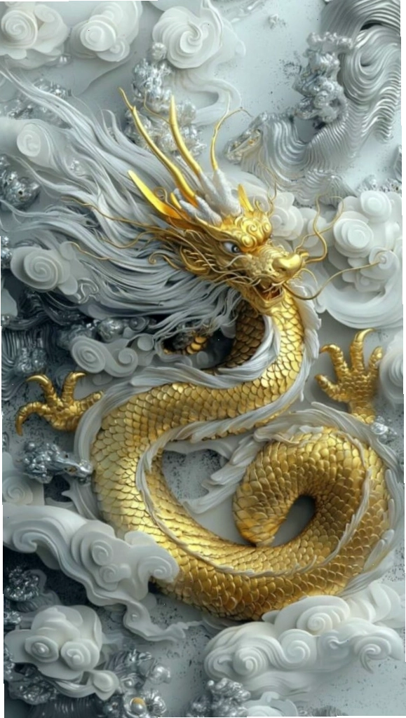 Hình nền Rồng vàng uy quyền cho người mệnh Kim
