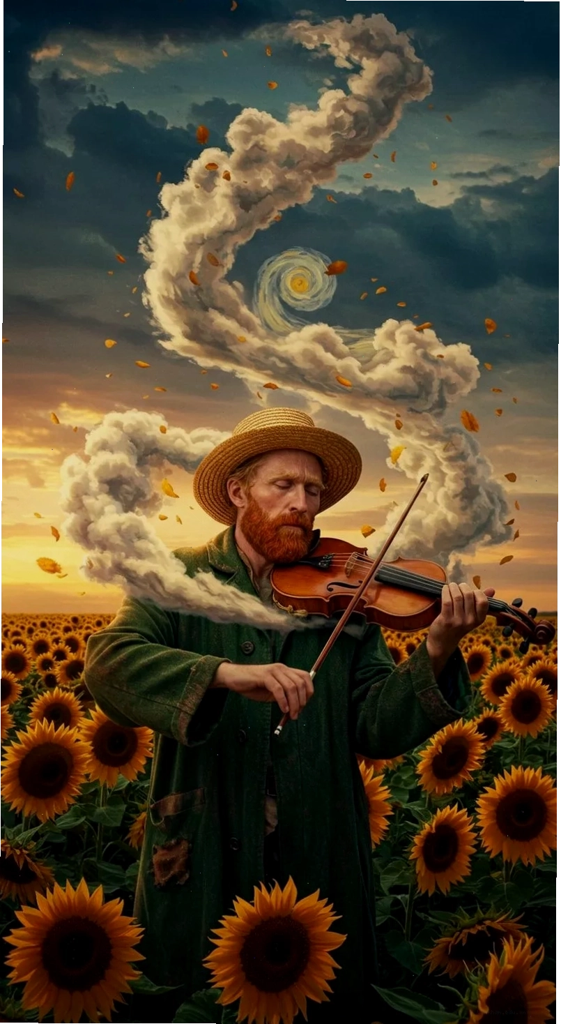Hình nền Starry Night của Van Gogh, bầu trời đêm đầy sao và ánh sáng ấm áp