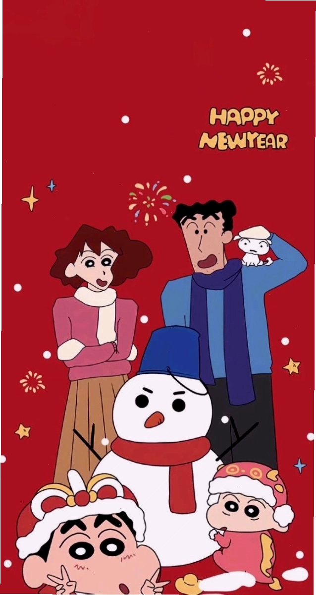 Hình nền Tết gia đình anime, ấm áp và hạnh phúc