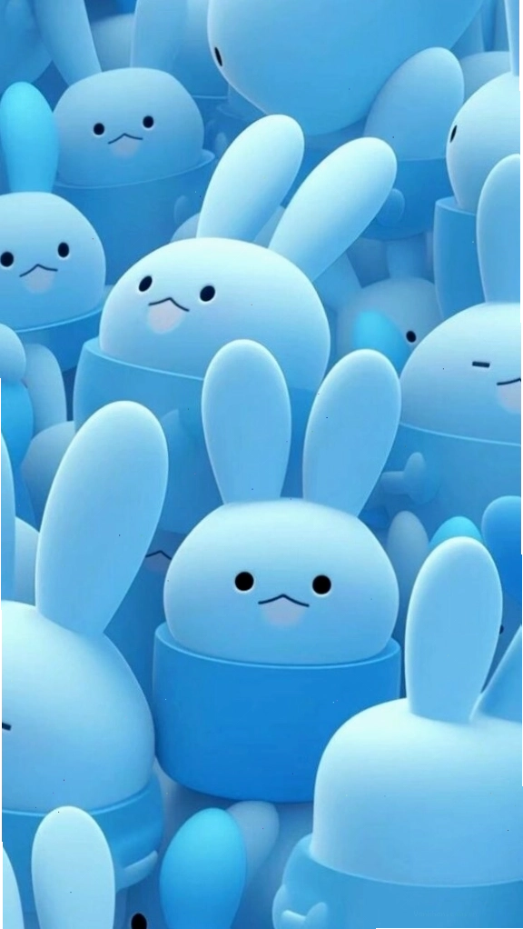 Hình nền xanh dương pastel với hình ảnh chú thỏ dễ thương