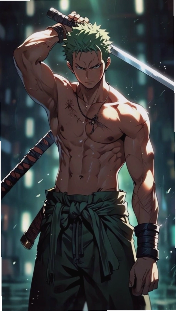 Hình nền Zoro cởi trần với ánh nhìn sắc lạnh