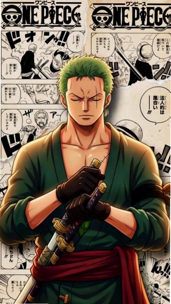Hình nền Zoro phong cách cổ điển trên nền manga