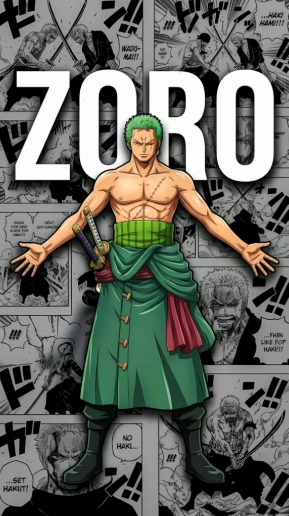 Hình nền Zoro phong thái bá đạo trên nền đen trắng