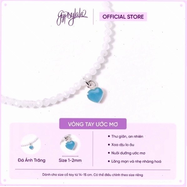 Lắc Tay Đá Ánh Trăng Nhuyễn Charm Trái Tim Bạc 925 SP006896 - vẻ đẹp thanh tao, sang trọng