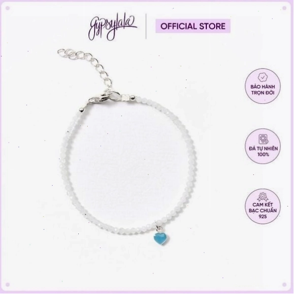 Lắc Tay Đá Ánh Trăng Nhuyễn Charm Trái Tim Bạc 925 SP006896 - mang vẻ đẹp tinh khôi và huyền bí