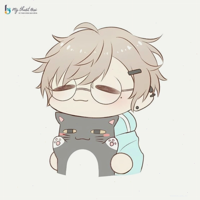 Nhân vật anime nam cute với phụ kiện dễ thương