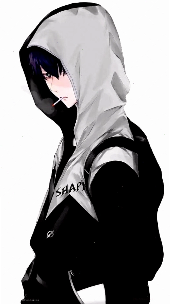 Nhân vật anime nam với nét vẽ sắc sảo, che mặt bằng tóc