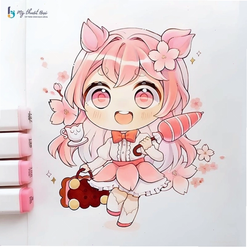 Nhân vật chibi nam mạnh mẽ với trang phục ấn tượng