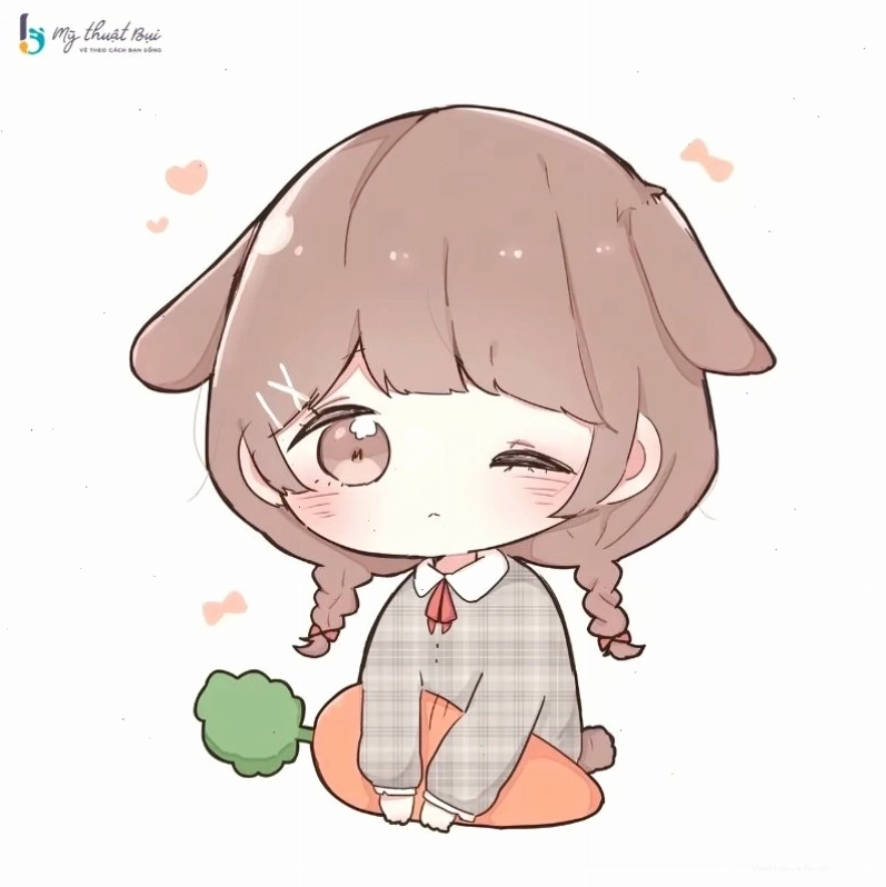 Nhân vật chibi nữ đáng yêu với nhiều chi tiết nhỏ