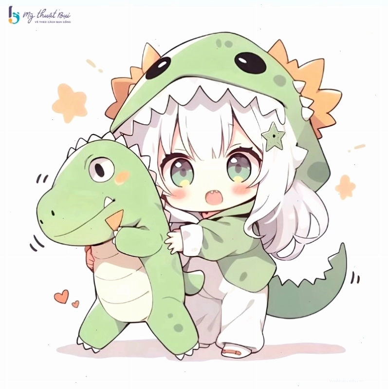Nhân vật chibi nữ dễ thương trong trang phục học sinh