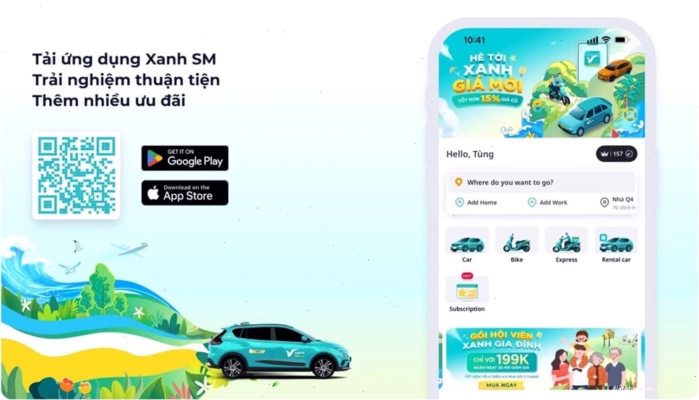 Sử dụng app Xanh SM để trải nghiệm thêm phần thuận tiện