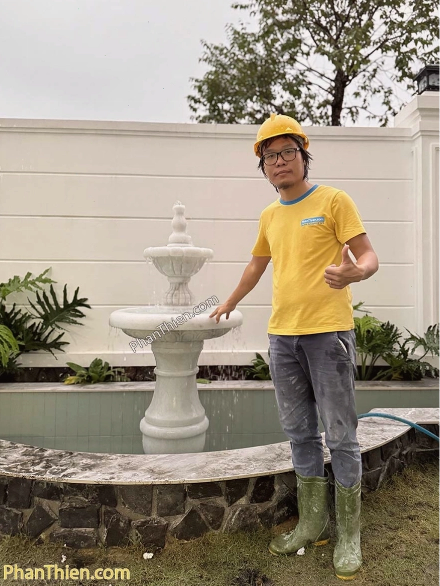 Tiểu cảnh phong thủy luân kết hợp cây xanh