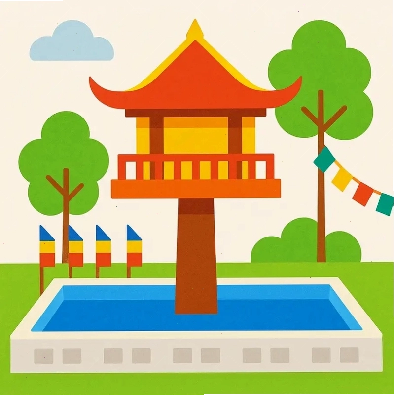 Tranh đề tài Chùa Một Cột cho lớp học, mang tính giáo dục cao
