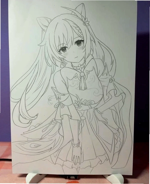 Tranh vẽ anime nữ tóc dài xinh đẹp với phong cách nhẹ nhàng