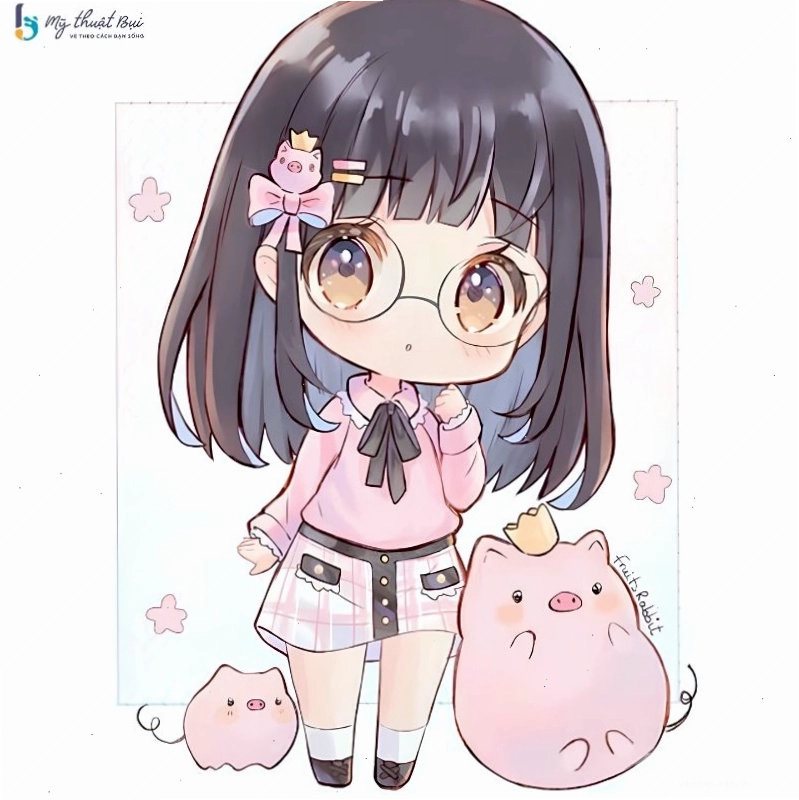 Tranh vẽ chibi dễ thương với phong cách màu nước
