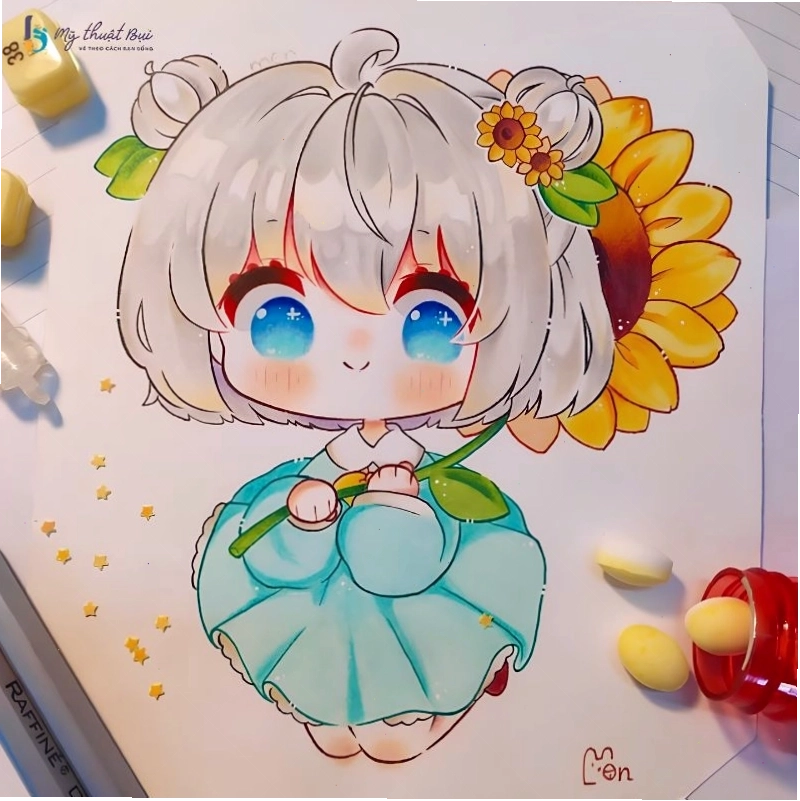 Tranh vẽ chibi nữ cute phong cách anime